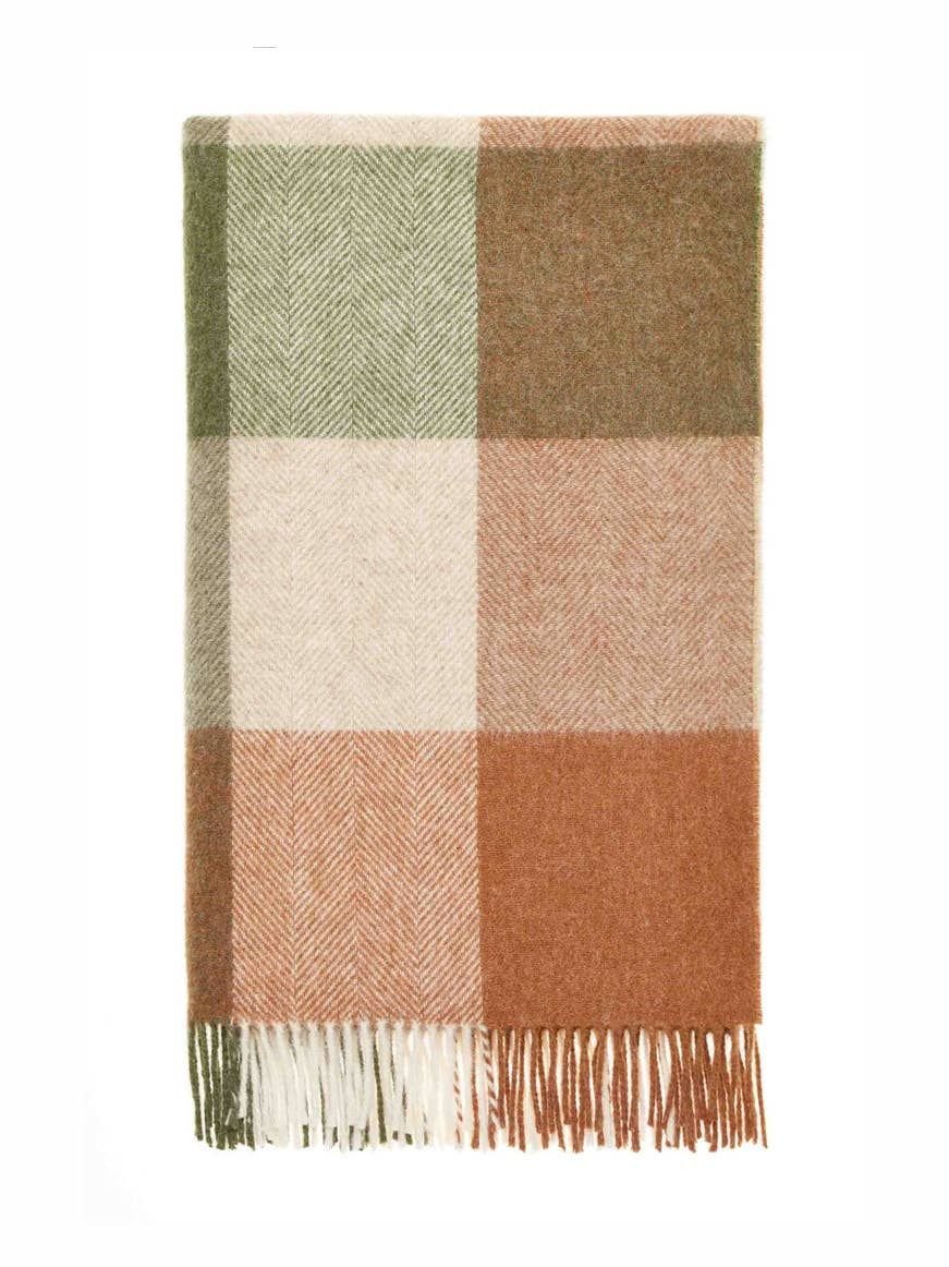 British wool block check throw