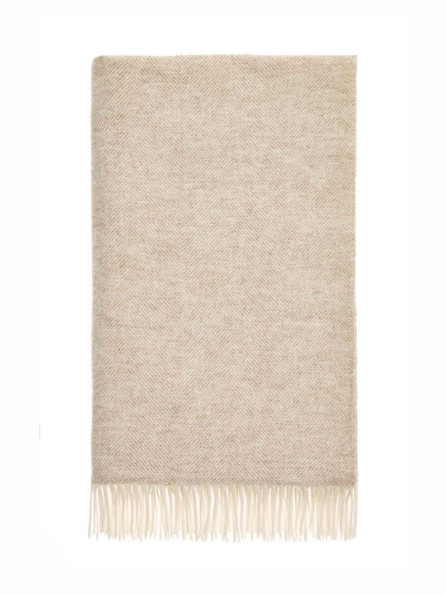 Herringbone pure wool throw